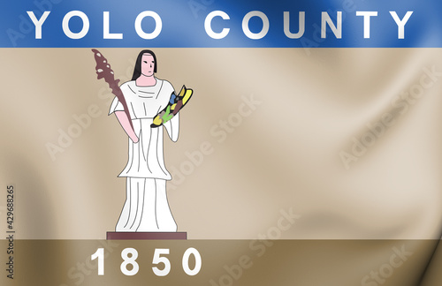 3D Flag of Yolo county (California state), USA. 3D Illustration. photo