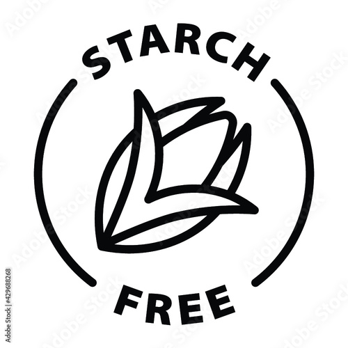 no corn starch free black outline label icon on transparent background