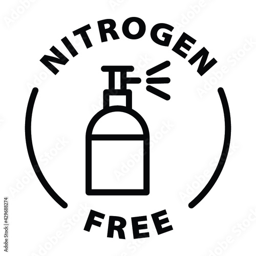nitrogen free black outline label icon on transparent background