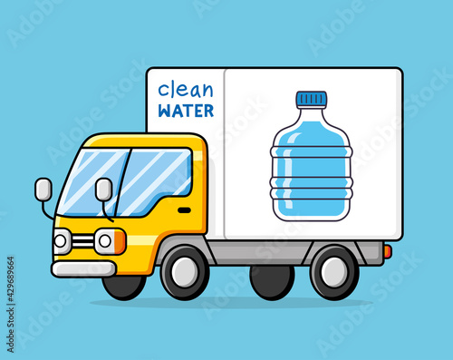 Water delivery truck isolated cartoon vector 
