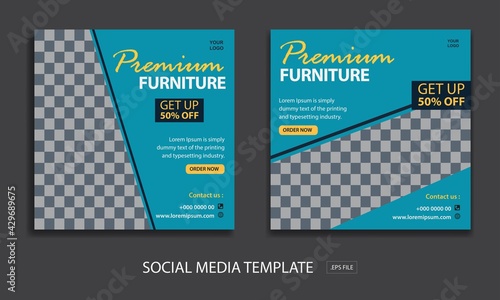 Set of Editable minimal square banner template. for promotion furniture . Suitable for social media post and web internet ads. Vector illustration with photo college