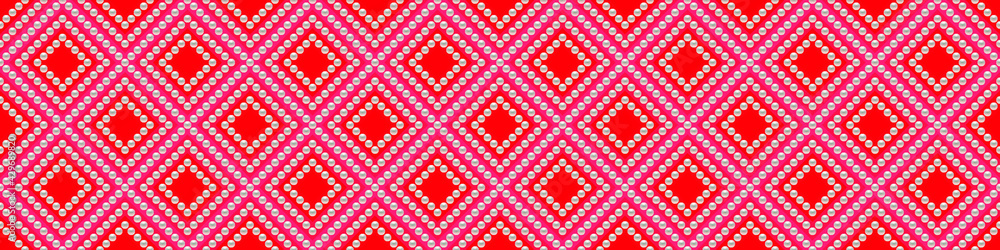 Red luxury background with small pearls and rhombuses. Seamless vector illustration. Red luxury background with small pearls and rhombuses. Seamless vector illustration.