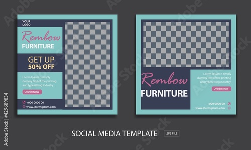 Set of Editable minimal square banner template. for promotion furniture . Suitable for social media post and web internet ads. Vector illustration with photo college