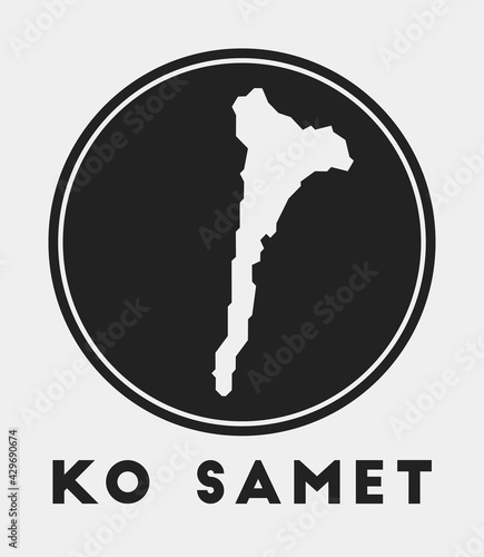 Ko Samet icon. Round logo with island map and title. Stylish Ko Samet badge with map. Vector illustration.
