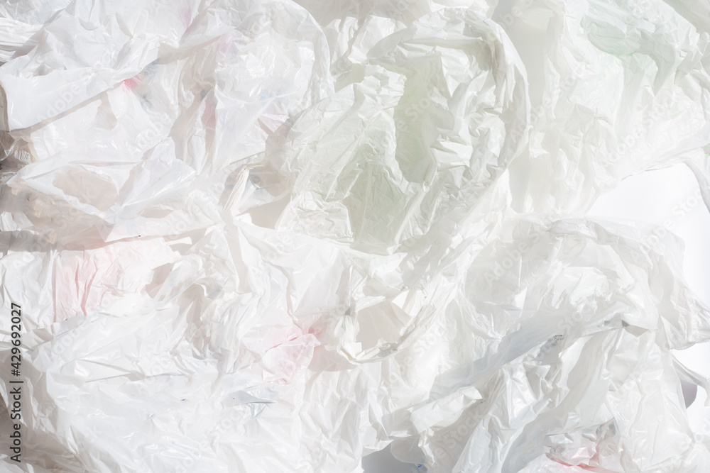 Obraz premium White Crumpled plastic bag background.