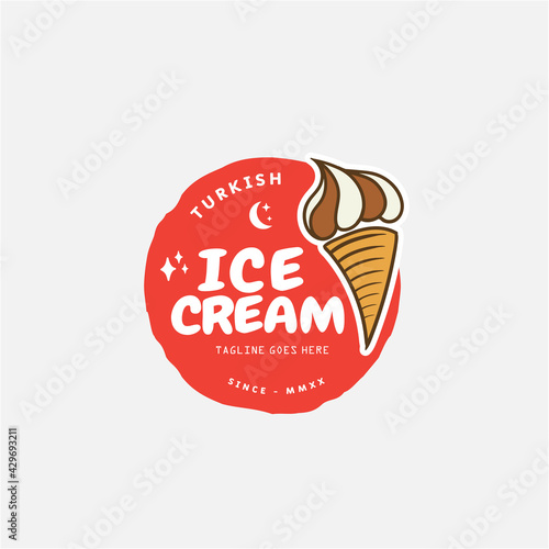 Ice cream and gelato logo design vector template. Vector illustration.