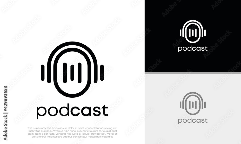 Podcast logo design. podcast icon, logo design template - obrazy, fototapety, plakaty 