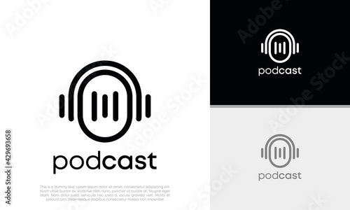 Podcast logo design. podcast icon, logo design template photo
