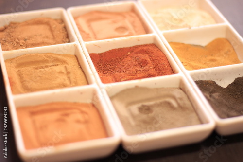 close up of dirt and different kinds of powder
