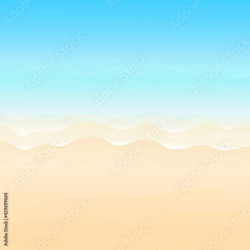 Vector illustration. Ocean from above. Banner, site, poster template. Paradise beach with waves.