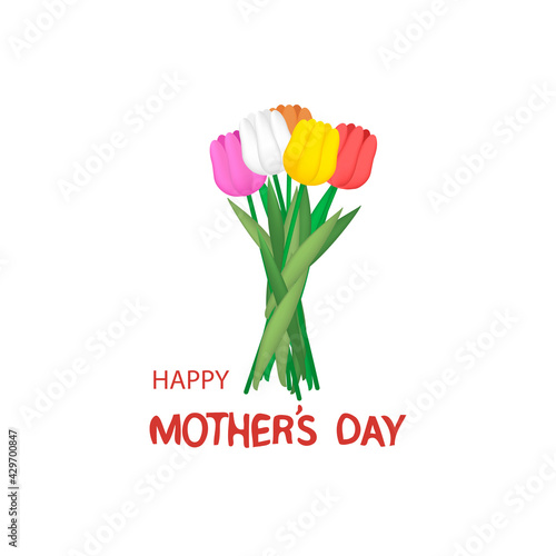 Mom with baby and around heart, happy mother's day. 