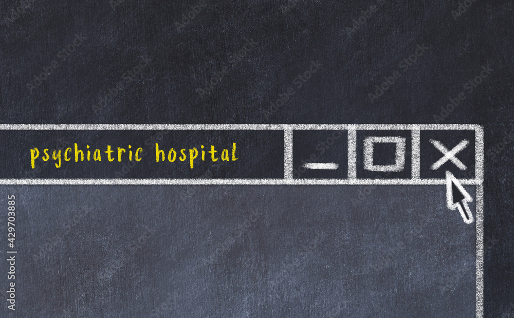 Concept of dealing with problem. Chalk drawing of closing browser