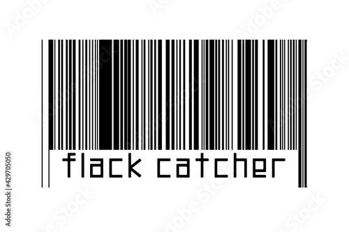 Barcode on white background with inscription flack catcher below photo