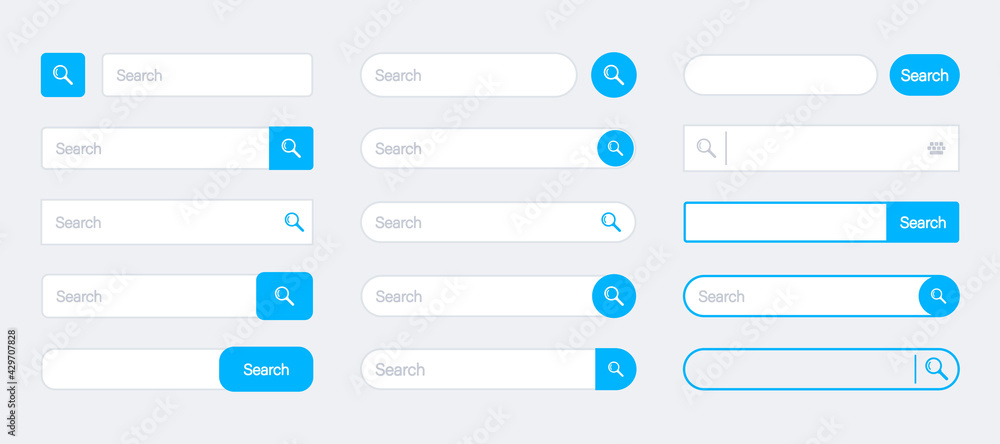 Search Bar for ui, app, design and web site. Www search boxes template vector set. Searching panel.Search Address and navigation bar. Collection of search form templates for websites Search Bar for ui, app, design and web site. Www search boxes template vector set. Searching panel.Search Address and navigation bar. Collection of search form templates for websites