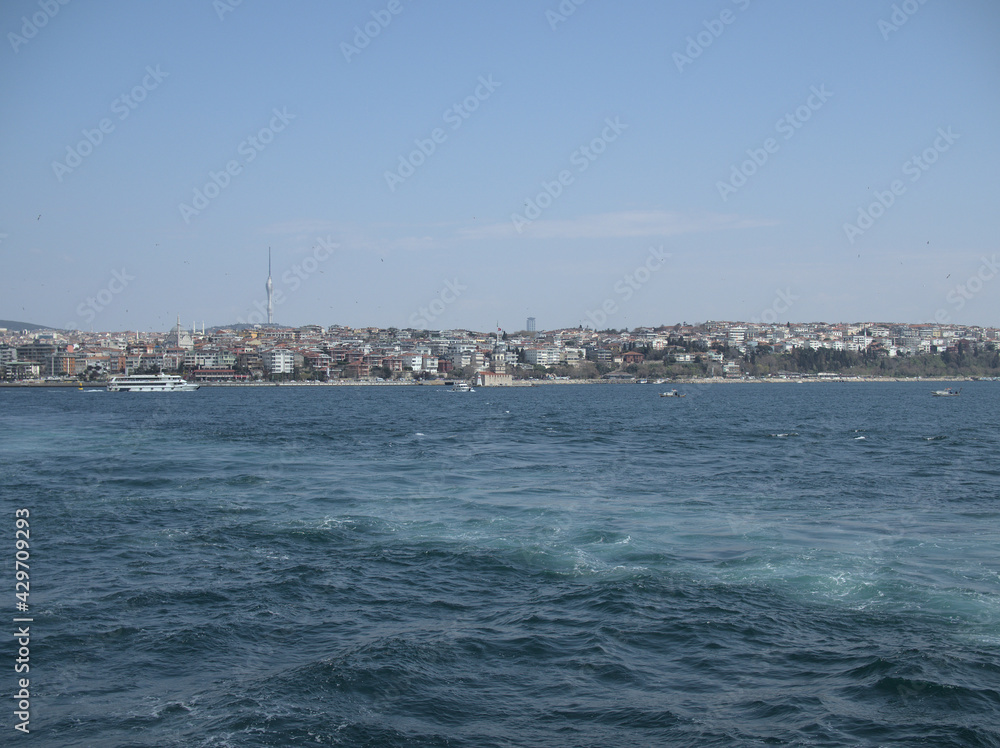 a view of on the ship to Uskudar, Bosphorus, Istanbul