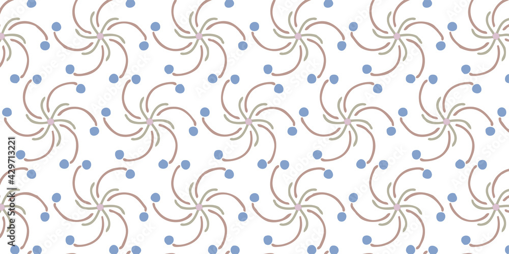 青色のかわいい実と流れているピンクのパターンの背景イラスト