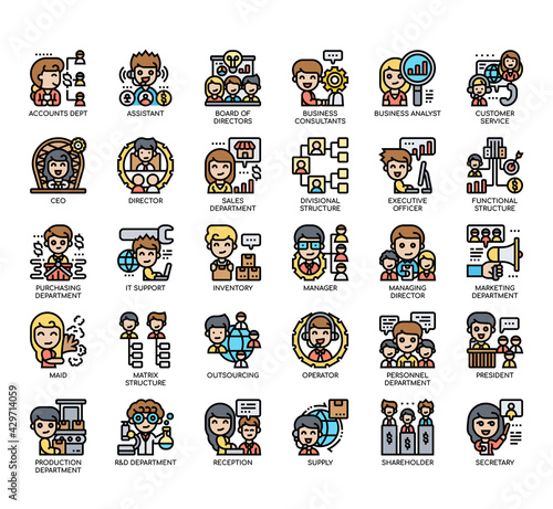 Set of Company Structure thin line and pixel perfect icons for any web and app project.