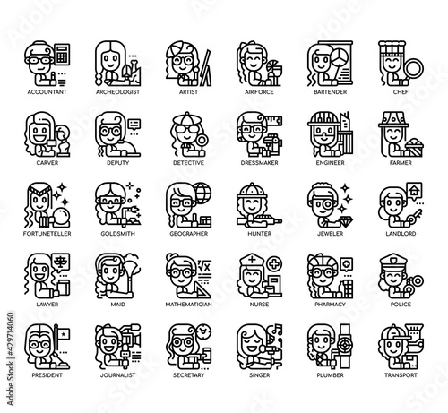 Set of Career-2 Women thin line and pixel perfect icons for any web and app project.