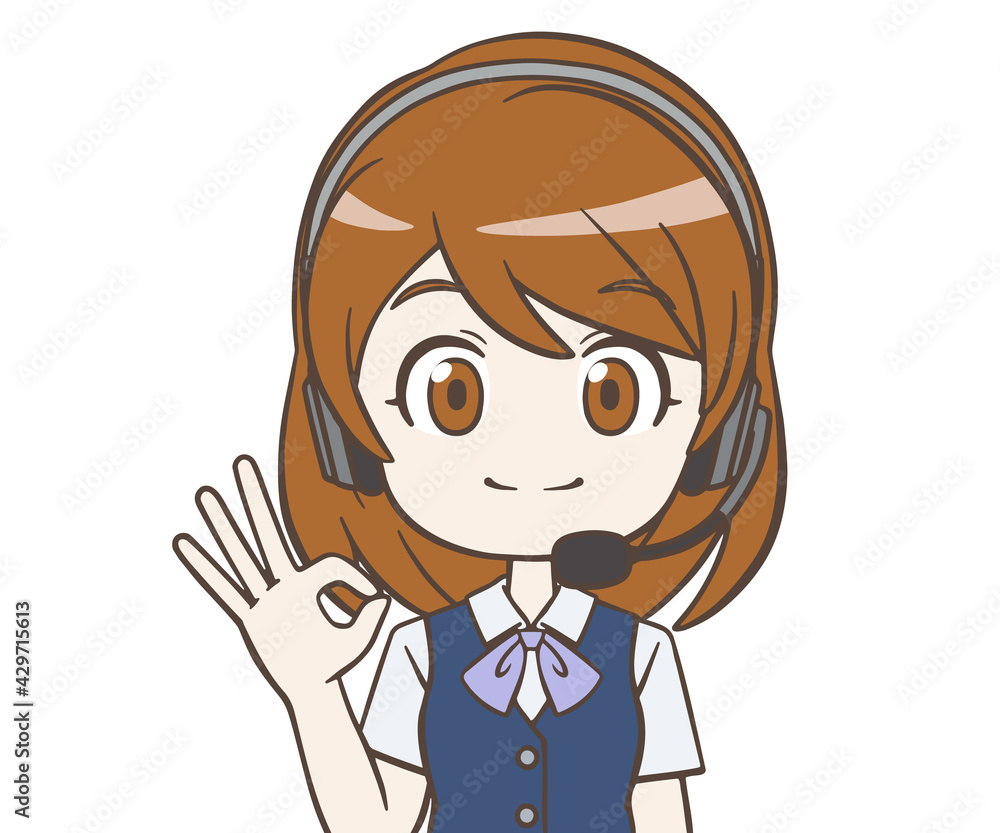 OKマークをつくるオペレーターの女性