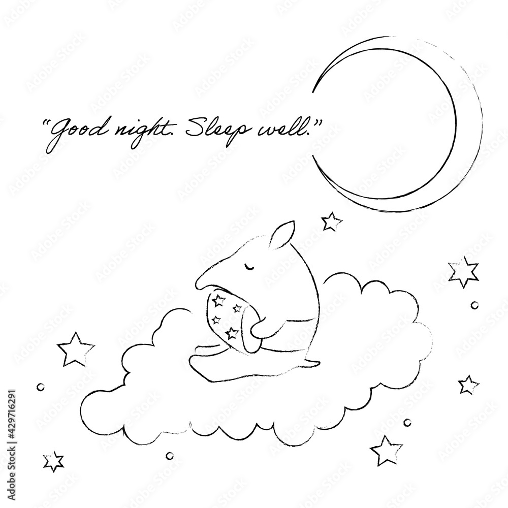 空で安眠するバクのイラスト モノクロ線画 Vector De Stock Adobe Stock 空で安眠するバクのイラスト モノクロ線画 Vector De Stock Adobe Stock