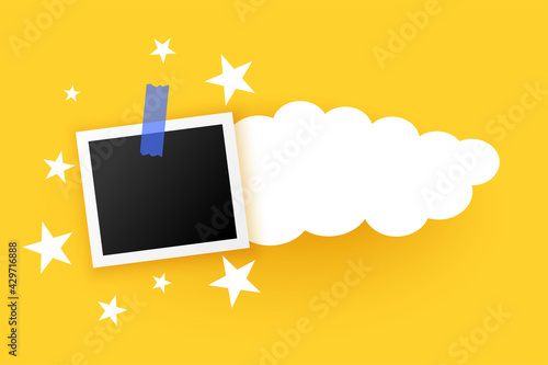 photo frames with clouds and stars