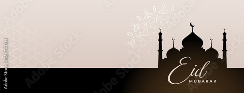 eid festival banner with mosque silhouette