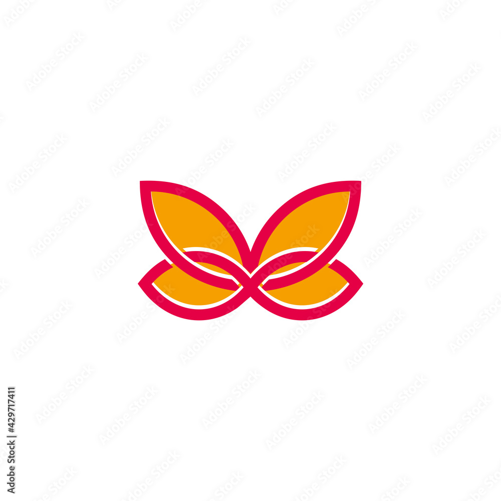 abstract butterfly simple geometric line flat 3d line logo vector