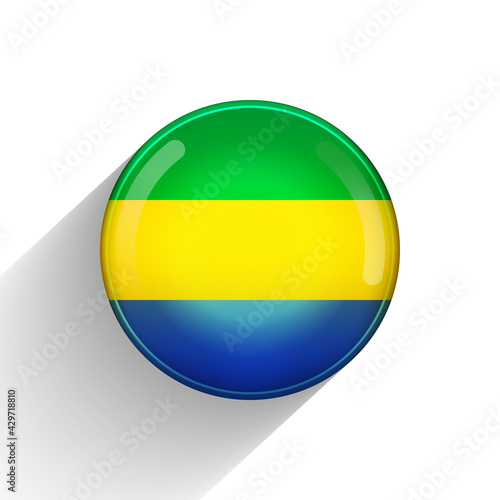 Free Download Glass light ball with flag of Gabon. Round sphere, template icon. National symbol. Glossy realistic ball, 3D abstract vector illustration highlighted on a white background. Big bubble - GFXLoad