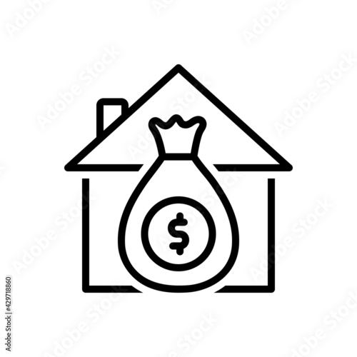 Black line icon for mortgages
