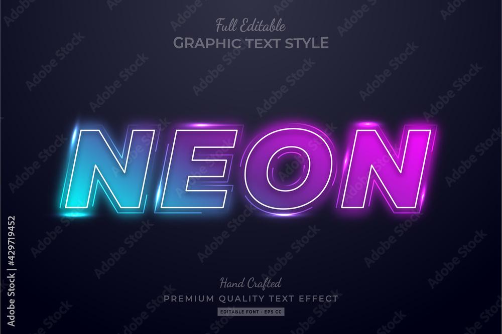 Obraz premium Neon Gradient Glow Editable Text Effect Font Style