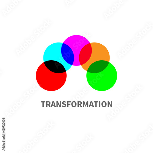 Business logo with connected color circles. Concept of integration