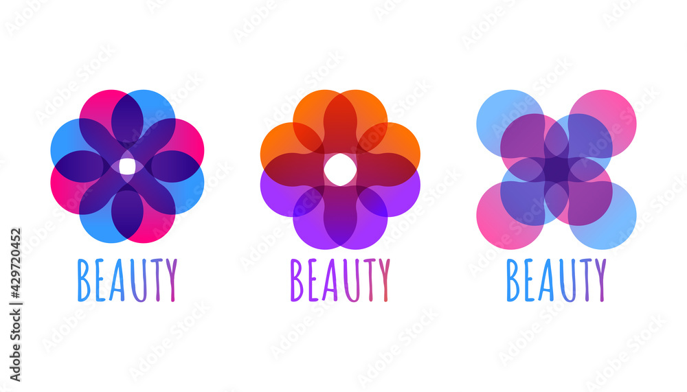 Abstract geometric logo for beauty salon in shape of flower Abstract geometric logo for beauty salon in shape of flower