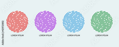 Fingerprint logo. Security concept. Digital authentication icon