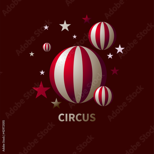 Element for circus poster with striped sphere