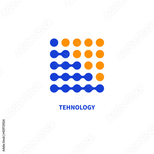 Digital logo technologies. Geometric business vector icon