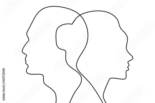 Concept of divorce, quarrel between man and woman. Vector