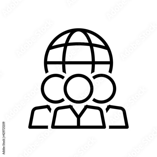 Black line icon for diversity