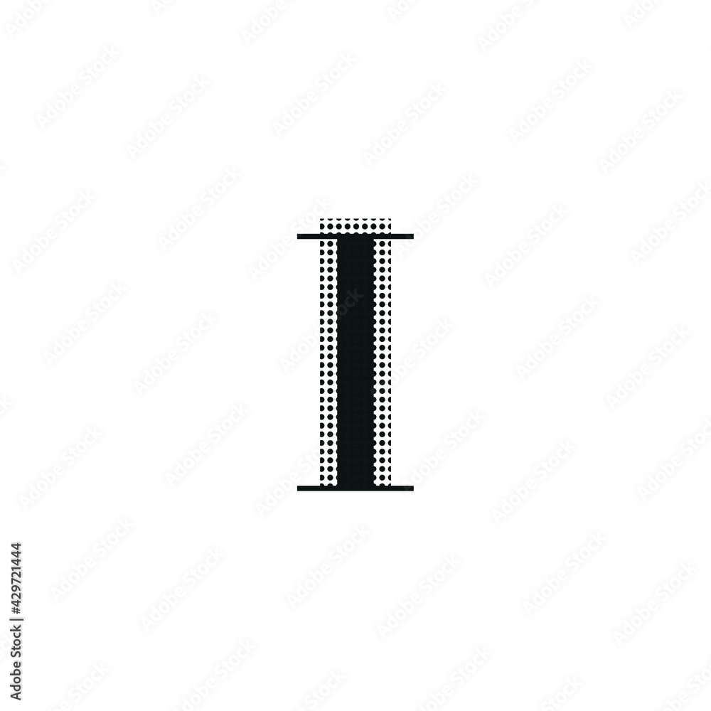 Letter I, uppercase, black color with dotted texture, typewriter character, editable vector Letter I, uppercase, black color with dotted texture, typewriter character, editable vector
