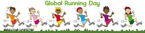 Global running day cartoon - women, laufgruppe, lauftreff frauen, Welttag des Laufens