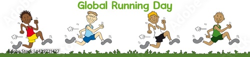 Global running day cartoon - men  laufgruppe  lauftreff m  nner  Welttag des Laufens