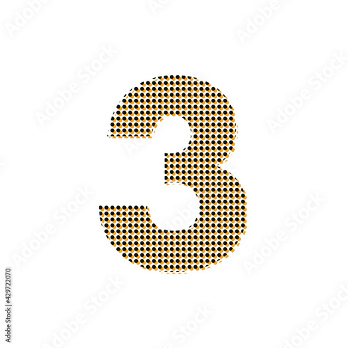 number three symbol, warning dots texture