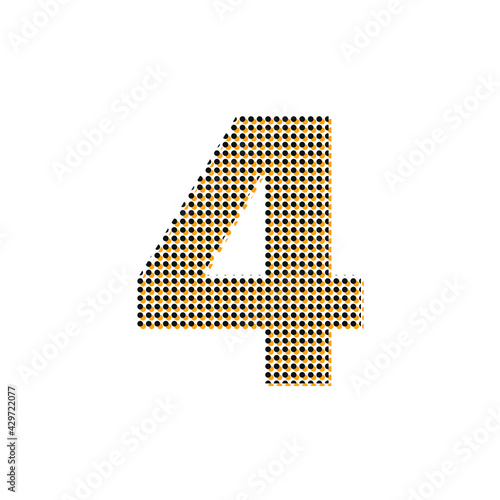 number four, 4 symbol, warning dots texture