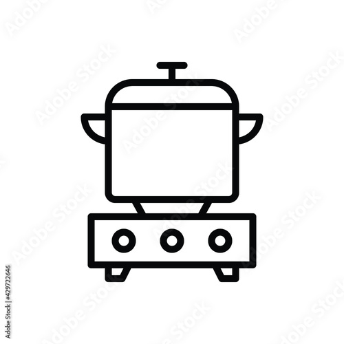 Black line icon for cooked