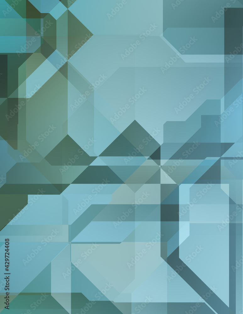 Fototapeta premium Layers of colorful and vibrant geometrical shapes. Digital illustration of a tech layout. Futuristic design template.