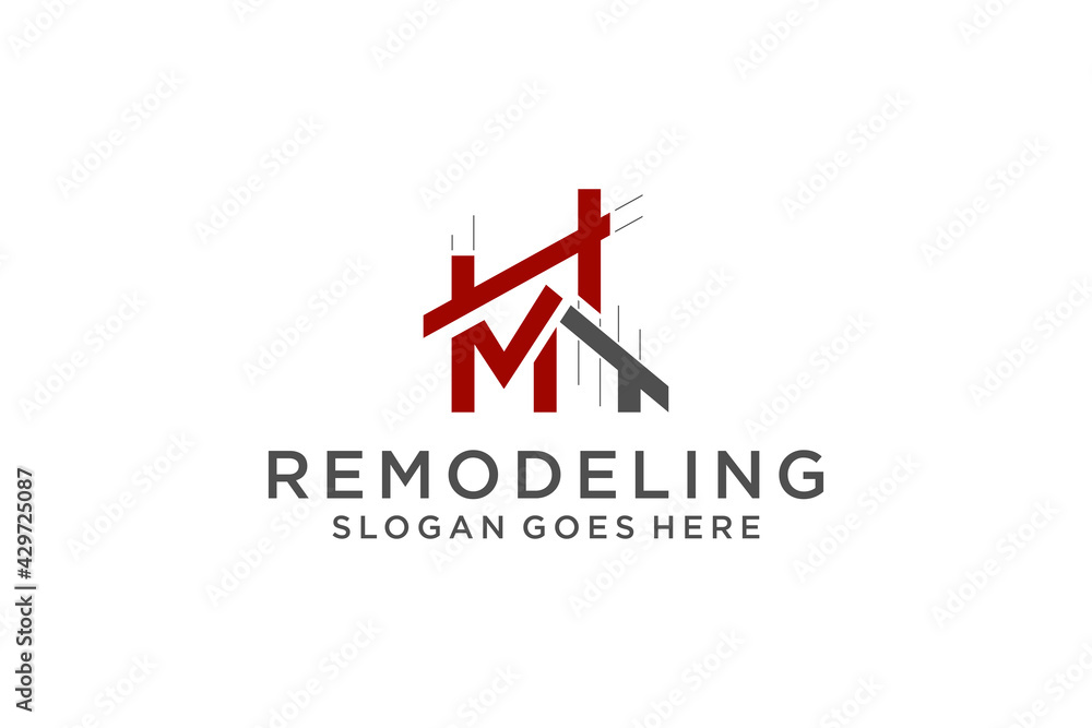 Letter M for Real Estate Remodeling Logo. Construction Architecture Building Logo Design Template Element. Letter M for Real Estate Remodeling Logo. Construction Architecture Building Logo Design Template Element.