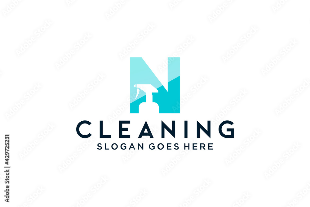 Fototapeta premium Letter N for cleaning clean service Maintenance for car detailing, homes logo icon vector template.