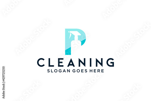 Letter P for cleaning clean service Maintenance for car detailing, homes logo icon vector template.