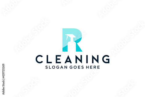 Letter R for cleaning clean service Maintenance for car detailing, homes logo icon vector template.