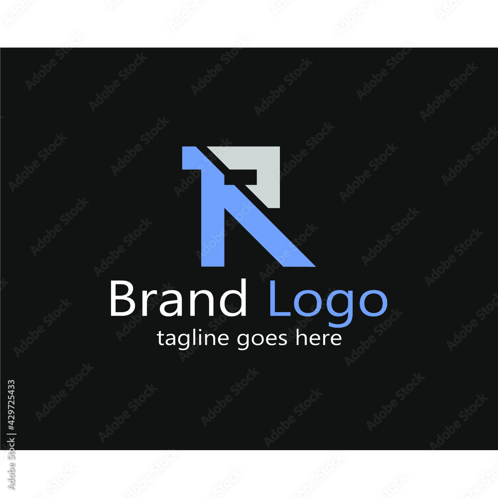 Abstract gray and blue letter R logo Abstract gray and blue letter R logo