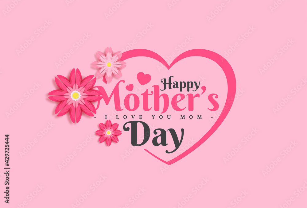 Postcard to Mother's Day, with paper and letterin flowers. Illustrations can be used in newsletters, brochures, postcards, tickets, advertisements, banners.